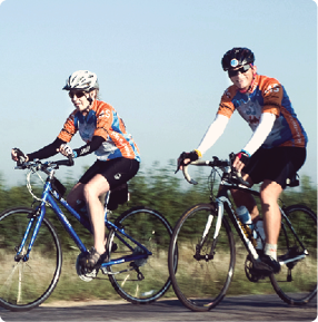 Two Bike MS participants riding their bikes